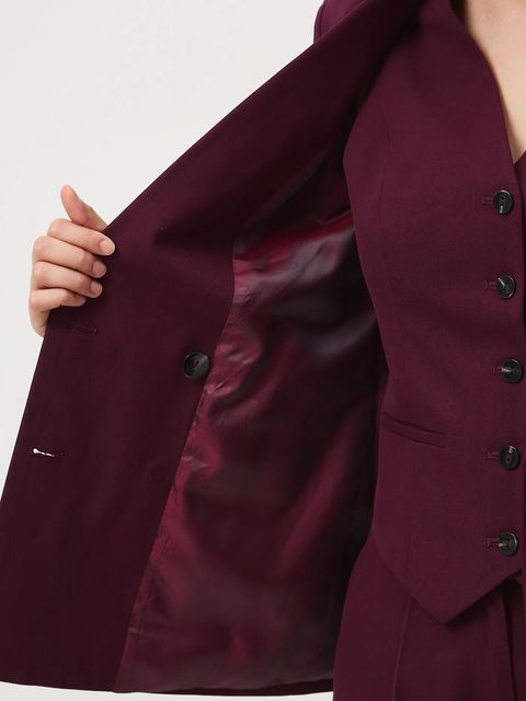 Medicine marynarka dwurzędowa damska kolor bordowy dwurzędowa gładka