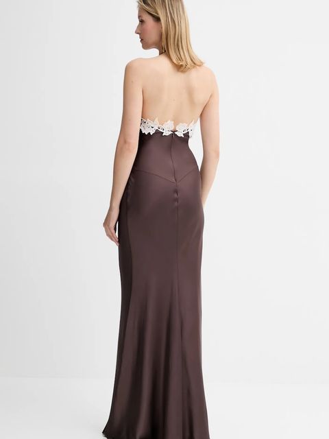 Patrizia Pepe sukienka kolor brązowy maxi rozkloszowana 2A2901 A586 - zdjęcie produktu nr 2