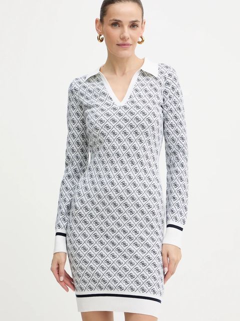 Guess sukienka z domieszką wełny AUBREY kolor beżowy mini dopasowana W5BK25 Z3JD2 - zdjęcie produktu nr 1