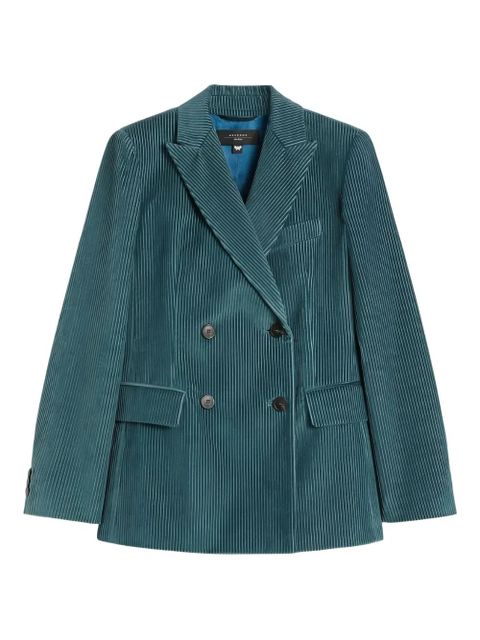 Weekend Max Mara ribbed corduroy-texture double-breasted blazer - Blue - zdjęcie produktu nr 2