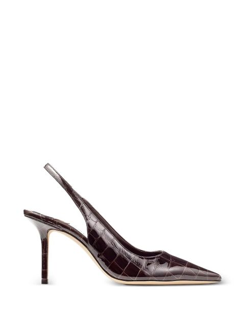 Jimmy Choo Love pointed crocodile-embossed slingbacks pumps - Brown - zdjęcie produktu nr 1