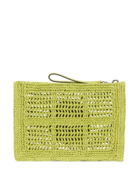Tory Burch Ella logo-patch woven clutch bag - Green - zdjęcie produktu nr 2