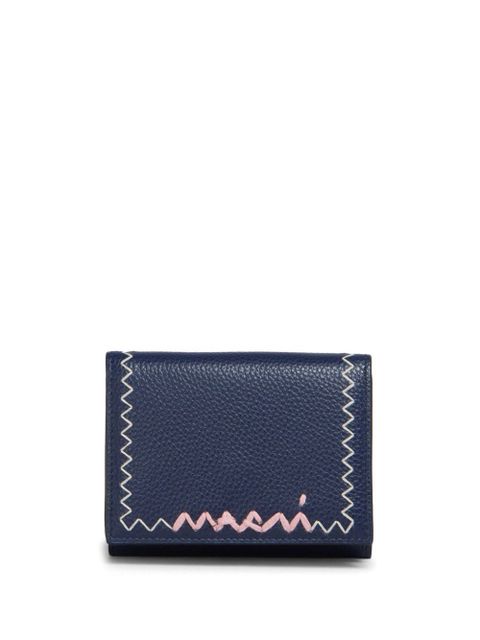 Marni logo-embroidered leather wallet - Blue - zdjęcie produktu nr 1