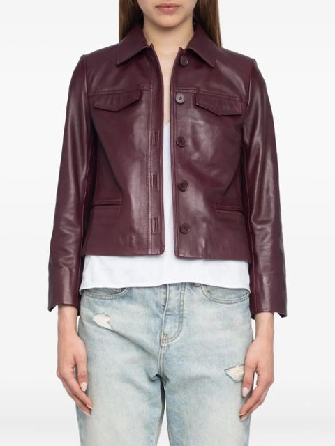 Zadig&Voltaire button-fastening flap-pocket leather jacket - Red