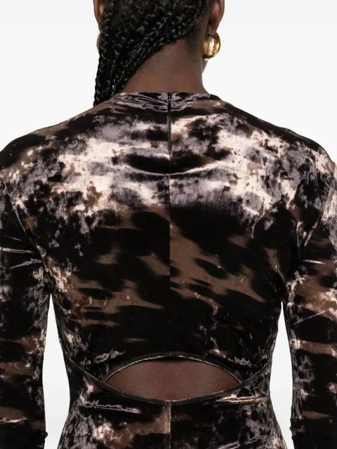 Nanushka long-sleeved tie-dye velvet dress - Brown