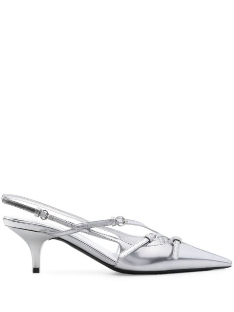 Miu Miu 55mm leather buckle pumps - Silver - zdjęcie produktu nr 1