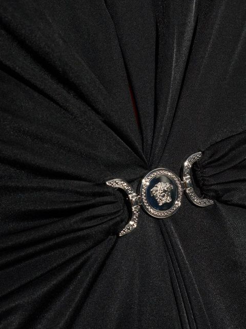 Versace Medusa-plaque draped dress - Black