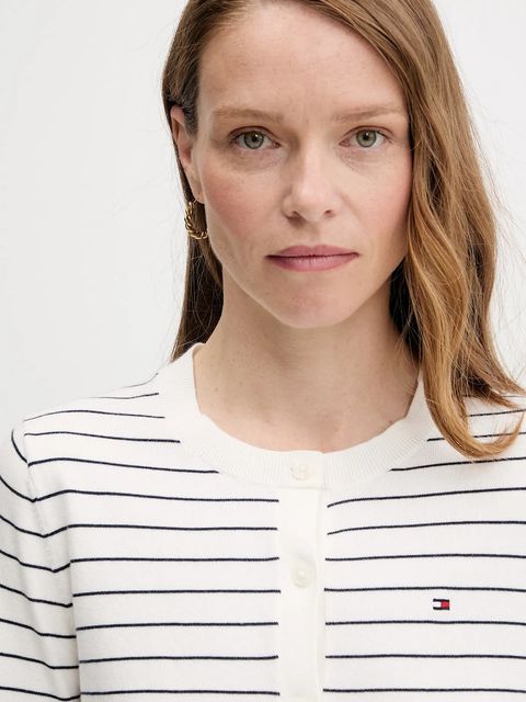 Tommy Hilfiger kardigan damski kolor beżowy lekki WW0WW42370 - zdjęcie produktu nr 2