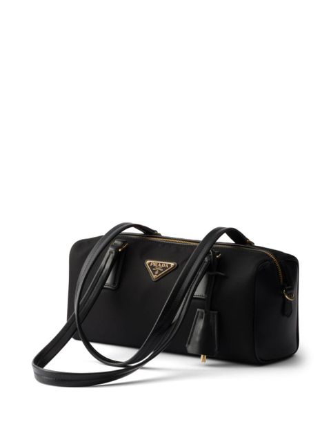 Prada medium re-nylon and leather tote bag - Black