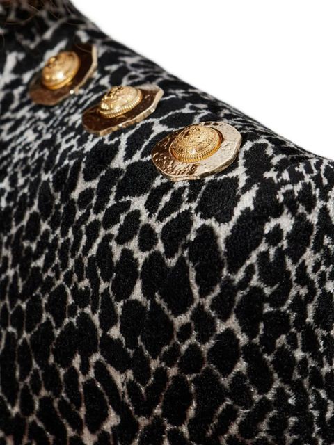 Balmain padded-shoulder animal-print dress - Black