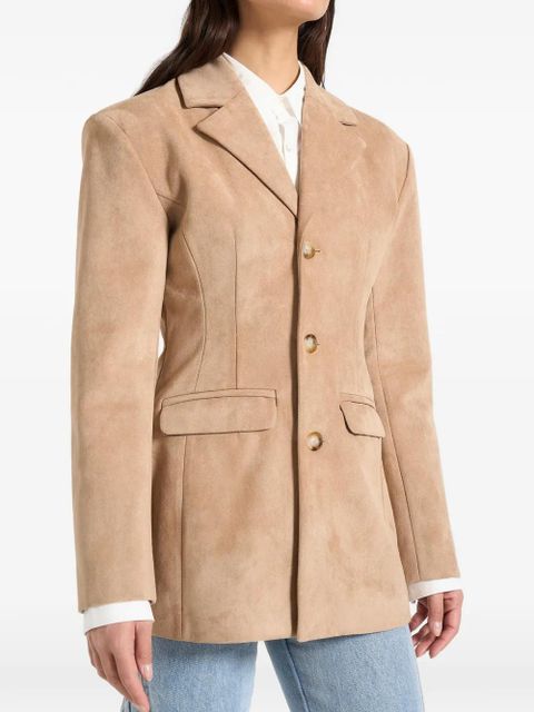 Manière De Voir Claire wide-shoulder marble-button blazer - Neutrals