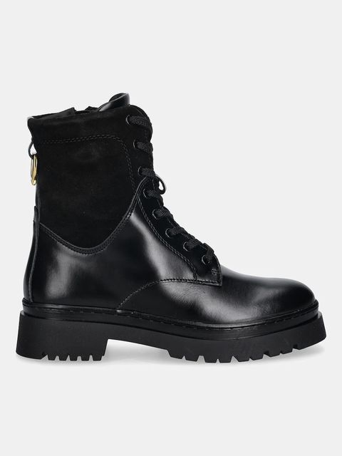 Gant workery skórzane Aligrey damskie kolor czarny na płaskim obcasie 31541156