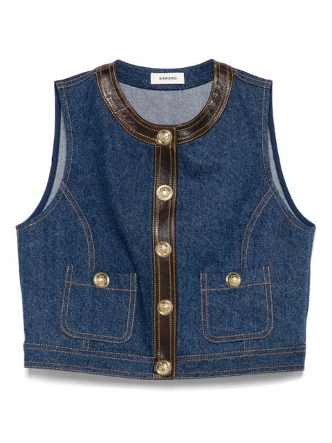 SANDRO denim gilet - Blue - zdjęcie produktu nr 1