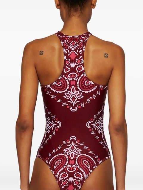 The Attico bandana-print halterneck swimsuit - Red