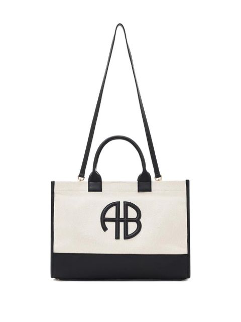 ANINE BING medium Lara logo-appliqué tote bag - Neutrals