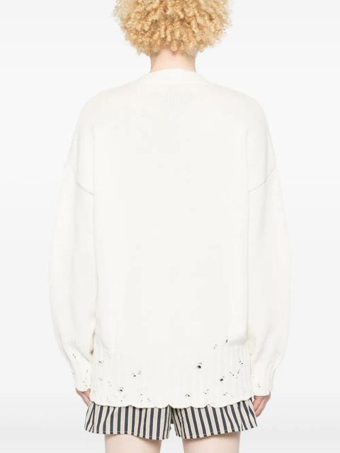 Marni crochet-knit cotton jumper - White