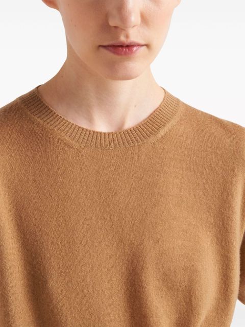 Prada triangle-logo cashmere knitted top - Brown