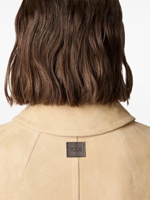 Tod's logo-patch leather jacket - Brown