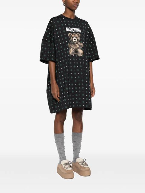 Moschino bear-print mini dress - Black
