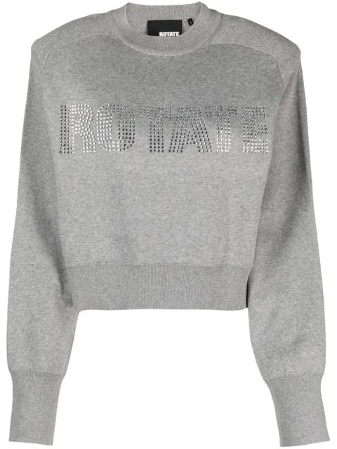 ROTATE BIRGER CHRISTENSEN Firm embellished organic cotton sweatshirt - Grey - zdjęcie produktu nr 1