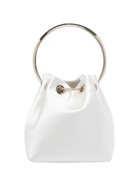 Jimmy Choo handle chain bon bon bucket bag - White