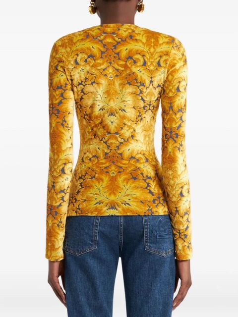 ETRO chenille jacquard long-sleeve t-shirt - Yellow
