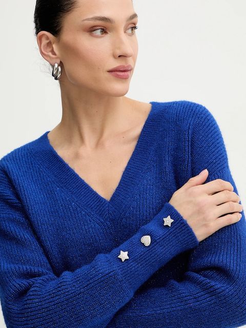 Morgan sweter z domieszką wełny damski kolor niebieski lekki MSTAR