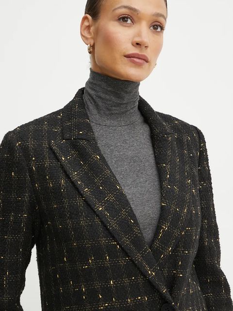 Twinset płaszcz damski kolor czarny przejściowy 242TT2151