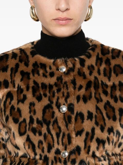 Maje leopard-print buttoned jacket - Brown