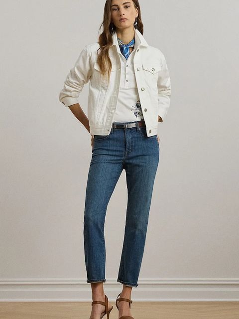 Lauren Ralph Lauren kurtka jeansowa kolor biały przejściowa 200926087