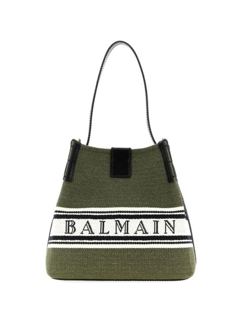 Balmain intarsia logo canvas bucket bag - Green - zdjęcie produktu nr 1