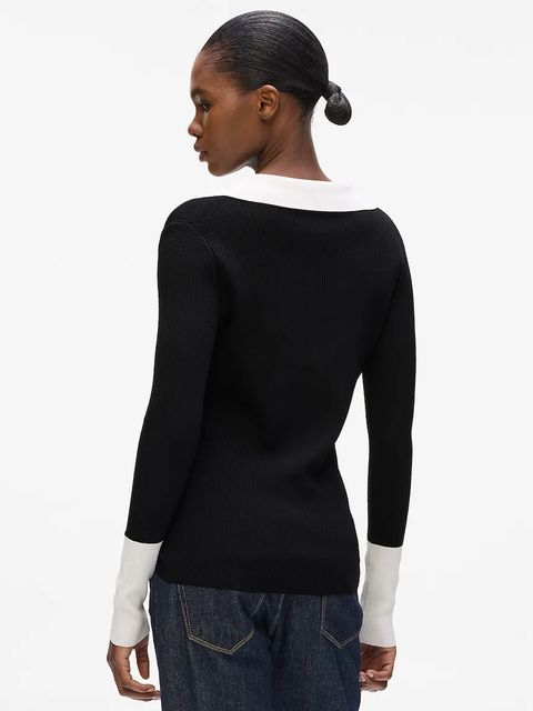 Karl Lagerfeld sweter damski kolor czarny lekki A4W18043 - zdjęcie produktu nr 2