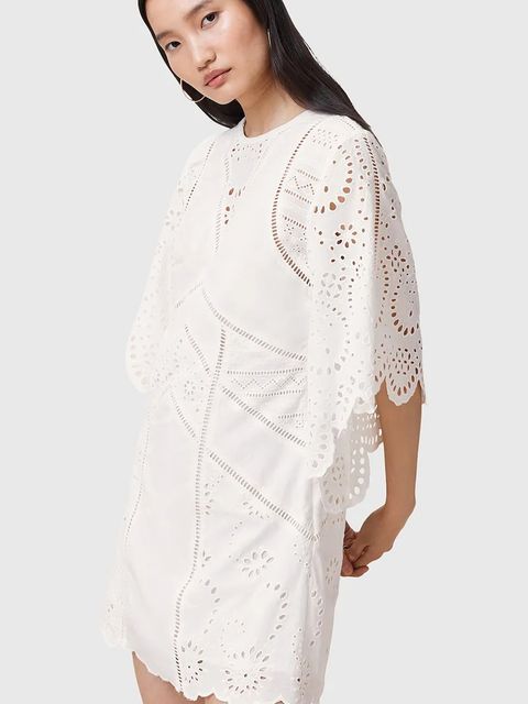 AllSaints sukienka bawełniana LUCI kolor biały mini prosta W138DC - zdjęcie produktu nr 2