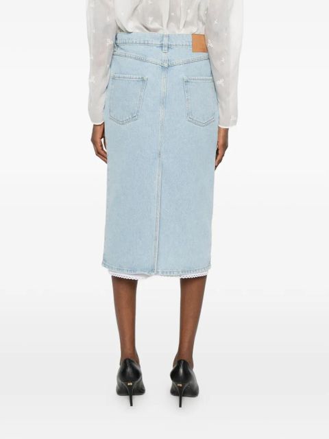Magda Butrym lace-trim denim skirt - Blue