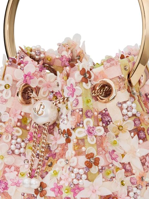 Jimmy Choo floral-appliqué handle shoulder bag - Pink