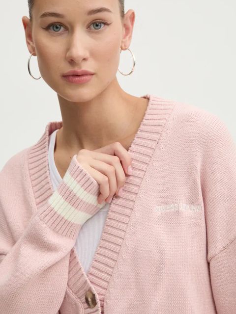 Guess Jeans kardigan bawełniany kolor różowy W4BR81 Z3HM1