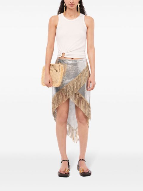 Rabanne asymmetric gathered-detail tank top - White