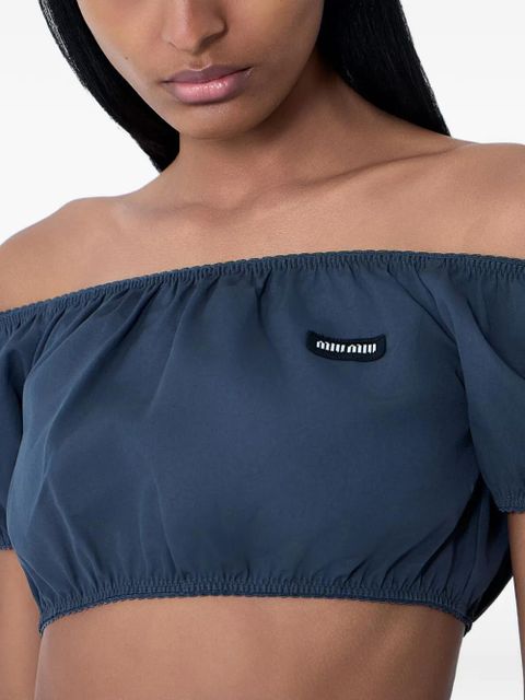 Miu Miu gathered off-shoulder top - Blue