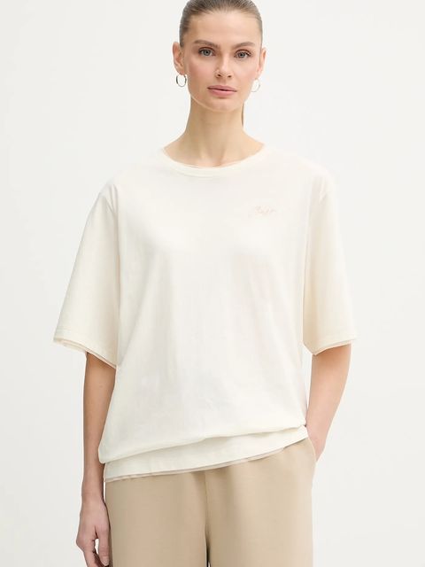 BOSS Orange t-shirt bawełniany C Epliete damski kolor beżowy 50565191 - zdjęcie produktu nr 1