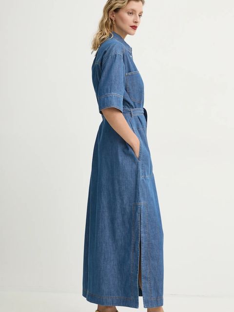 MUNTHE sukienka jeansowa FIA kolor niebieski maxi rozkloszowana 251134425104 - zdjęcie produktu nr 2