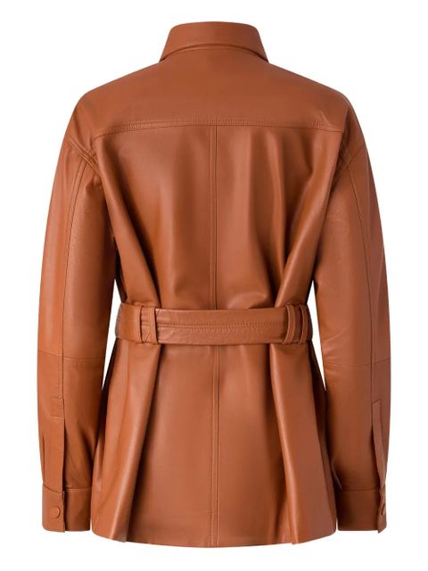 PINKO belted leather jacket - Brown - zdjęcie produktu nr 2