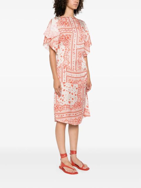 FENDI patterned-jacquard drawstring midi dress - Neutrals