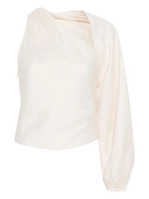 Self-Portrait draped-sleeve top - Neutrals - zdjęcie produktu nr 1