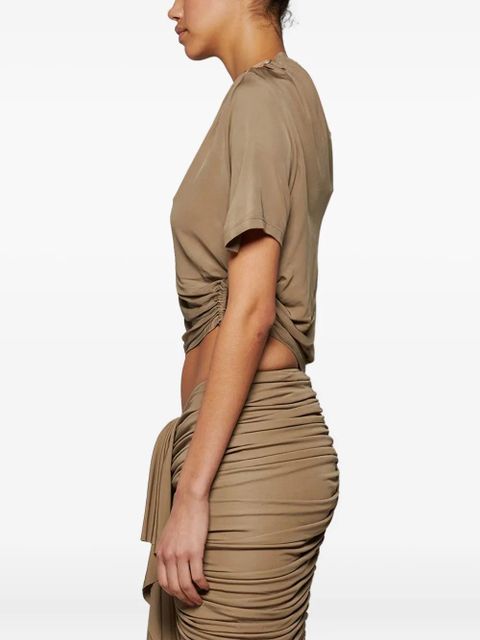 Christopher Esber ruched ring-detail tee - Neutrals