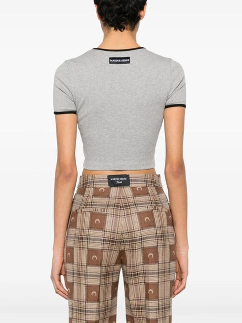 Marine Serre Crescent Moon-embroidered T-shirt - Grey