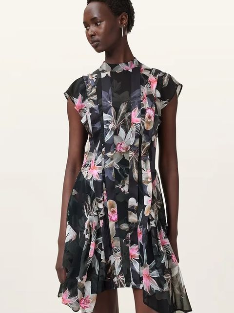 AllSaints sukienka FLEUR kolor czarny mini rozkloszowana W370DC - zdjęcie produktu nr 2