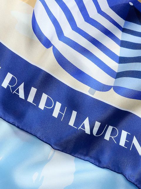 Lauren Ralph Lauren apaszka jedwabna damski kolor granatowy wzorzysta 454P09790