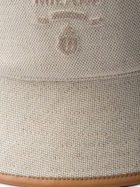 Prada logo-embroidered canvas bucket hat - Neutrals