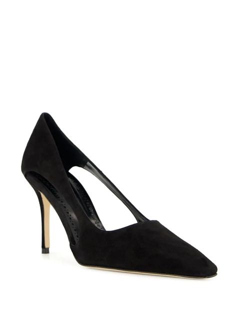 Manolo Blahnik 90MM cut-out suede pumps - Black - zdjęcie produktu nr 2