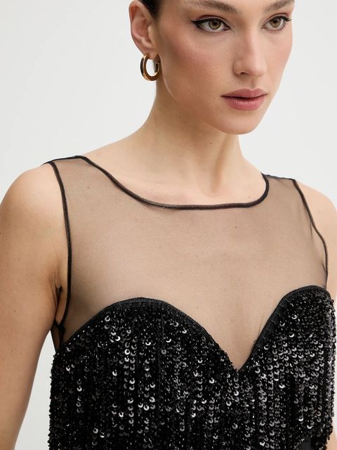 Bardot sukienka kolor czarny mini prosta 60271DB